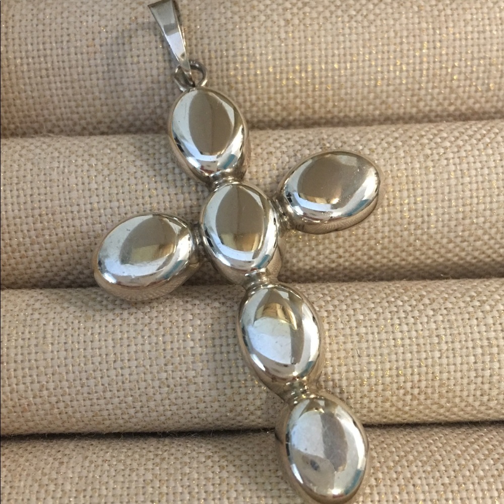 Vintage XL Cross Sterling Silver Pendant 2.25”